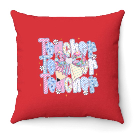 Preppy Teacher Coquette Throw Pillows