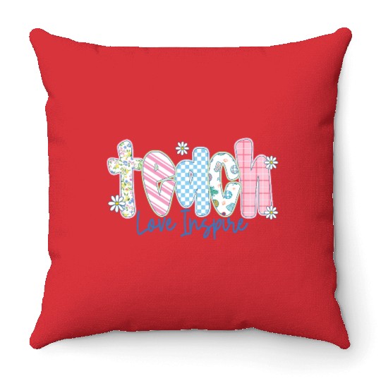 Preppy Teacher Teach Love Inspire Throw Pillows