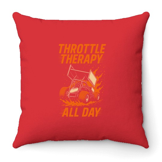 Sprint Car Racing Dirt Track Speed Oval Race Throw Pillows