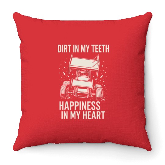 Sprint Car Racing Dirt Track Speed Oval Race Throw Pillows