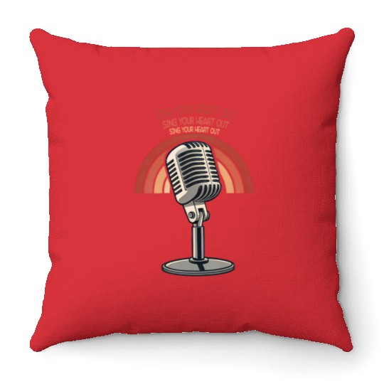 Sing Your Heart Out Microphone Crooner Retro 50s Throw Pillows