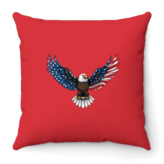 us flag colored eagle Throw Pillows