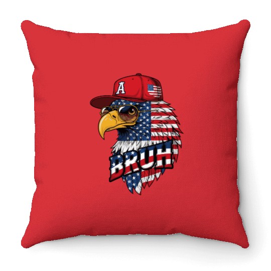 BRUH 4th Of July, Fourth Of July Bald Eagle Throw Pillows