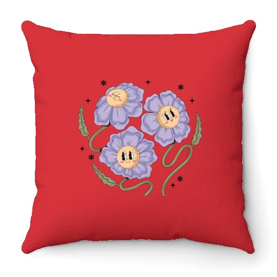 Positive Vibes – 90s Flower Power Design Throw Pillows