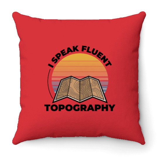 GIS Contour Map Sunset Outdoor Adventure Throw Pillows