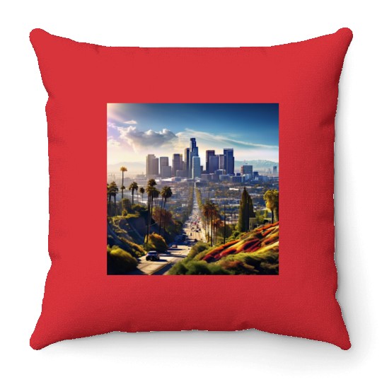 los angeles city. Throw Pillows