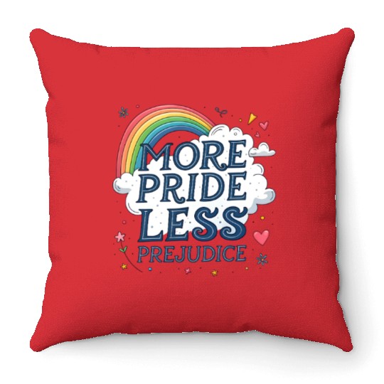 More Pride Less Prejudice Rainbow Pride Month LGBT Throw Pillows