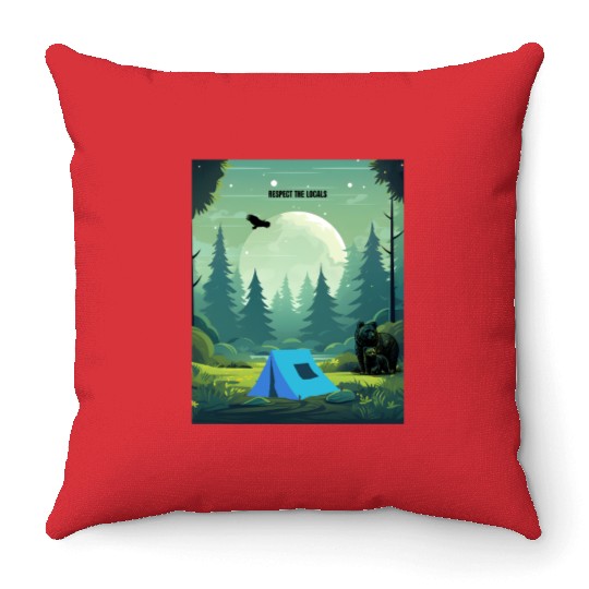 Respect the Locals – Wilderness Camping Warning Throw Pillows