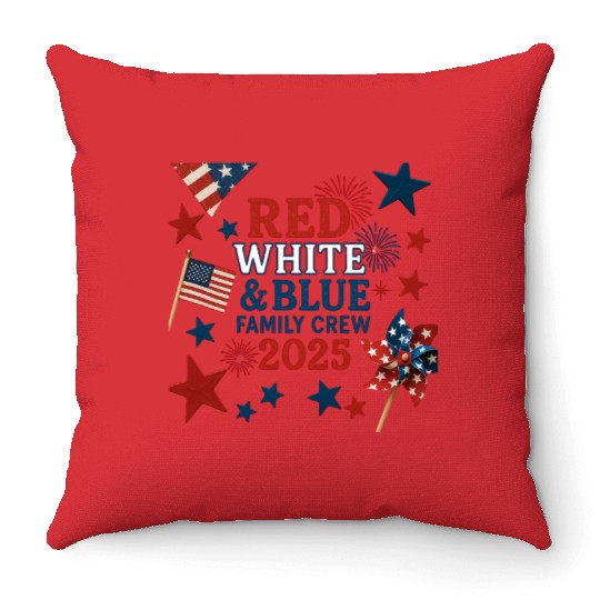 4th of July Patriotic Family Throw Pillows