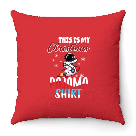 Astronaut Christmas Pajama Space Tree Snowflakes X Throw Pillows