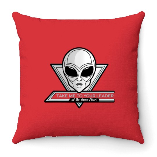 Take Me To Your Leader Alien Rave Retro 2000s Y2K Throw Pillows