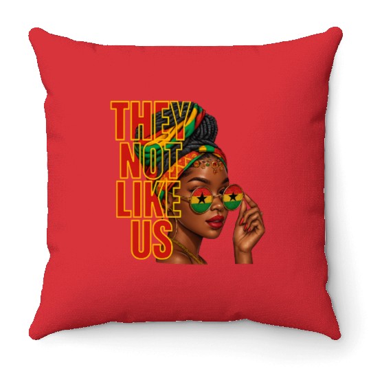 They Not Like Us Afro Queen Throw Pillows