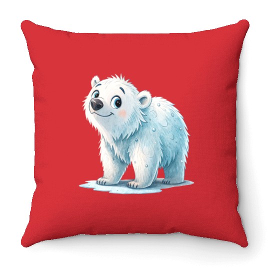 Snowflake the Cozy Cub Throw Pillows