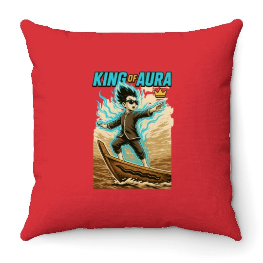 King of Aura, Pacu Jalur kid,Viral tiktok meme Throw Pillows
