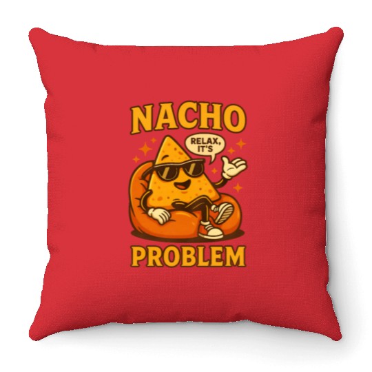 Funny Nacho Pun – Relaxed & Cheesy Vibes Throw Pillows