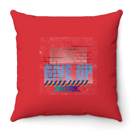 Red and Blue Urban Typography Throw Pillows Design