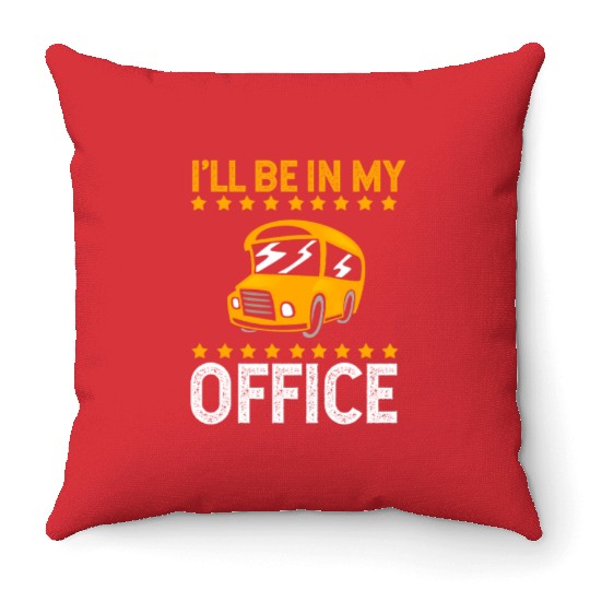 Funny School Bus Drivers Yellow Bus Throw Pillows