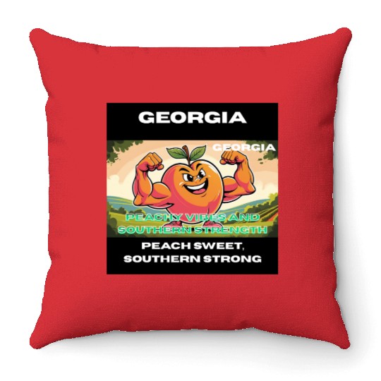 Georgia Peach State Art Throw Pillows