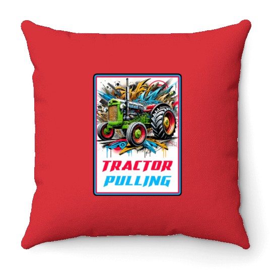 Tractor Pulling Power Throw Pillows
