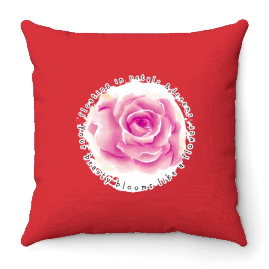 Beauty in Bloom – Pink Rose Design for Girls Throw Pillows
