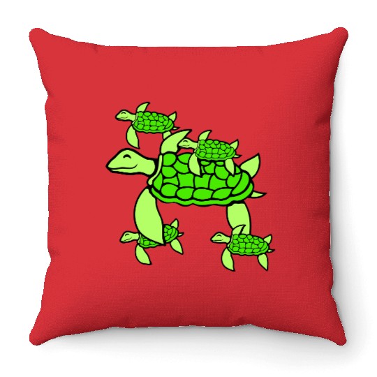5 water turtles children mom mother father dad fun Throw Pillows
