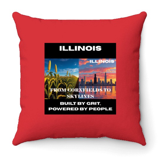 Illinois Midwest Mosaic Art Throw Pillows