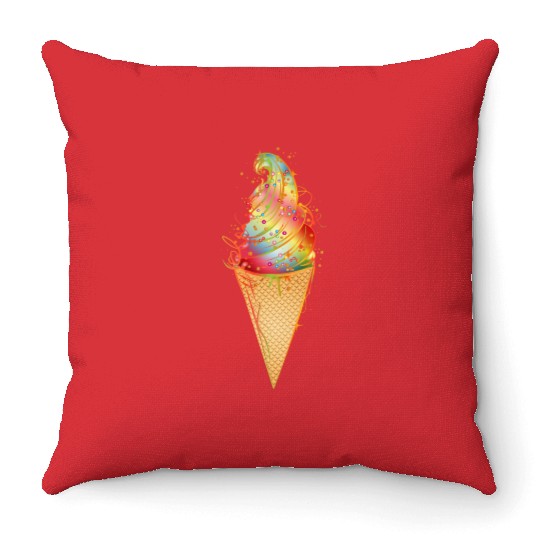 Artfully decorated ice cream in a waffle cone Throw Pillows
