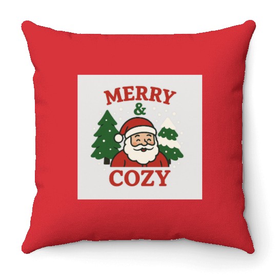 Christmas Graphic Festive Merry Cozy Throw Pillows