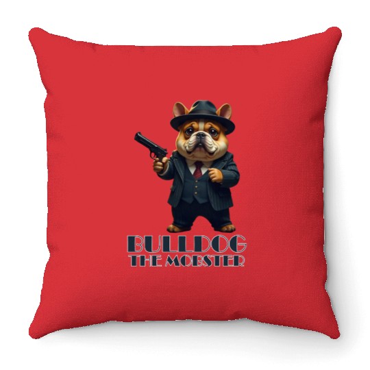 Bulldog the Mobster Throw Pillows