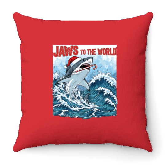 Jaws to the World – Christmastime Shark Attack Throw Pillows
