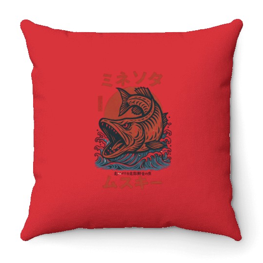 Vintage Japanese Minnesota Muskies ABA Basketball Throw Pillows