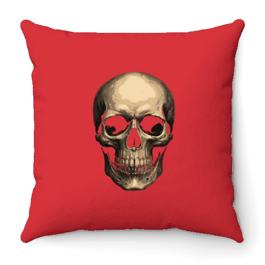 Realistic Skull – Dark Grunge Art Throw Pillows