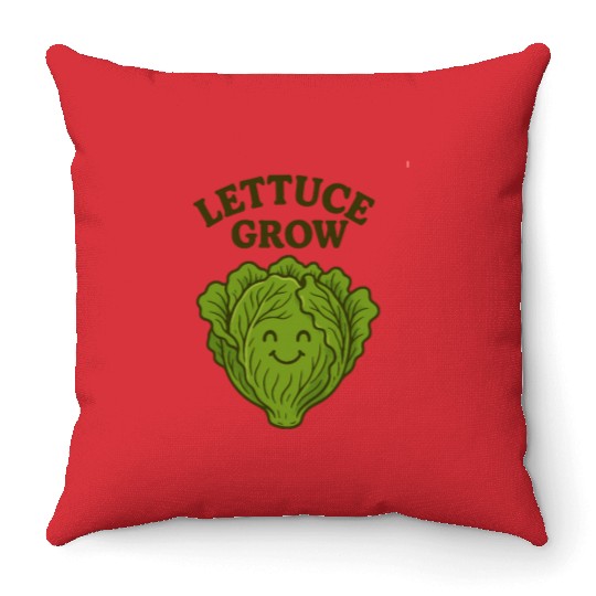 Vegetable Gardening Lettuce Throw Pillows