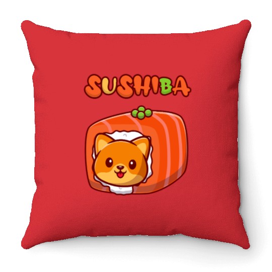 Shiba Inu - Sushiba Throw Pillows
