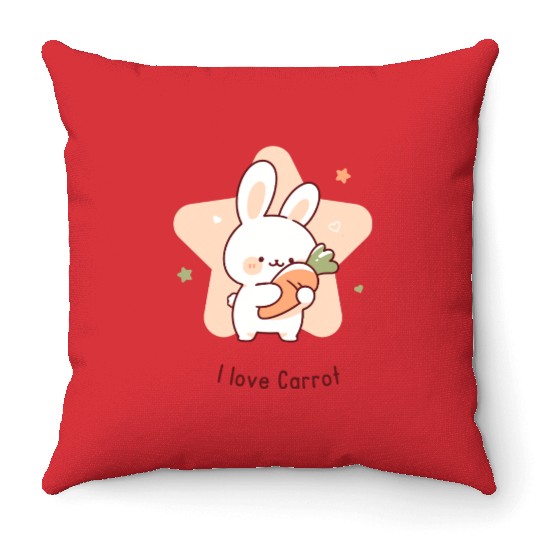 I Love Carrot – Cute Bunny with Carrot Throw Pillows