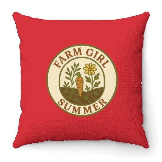 Farm Girl Summer Circle Throw Pillows
