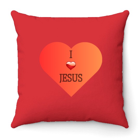 I Love Jesus Heart Design Throw Pillows