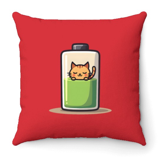 Cat Nap Battery Throw Pillows