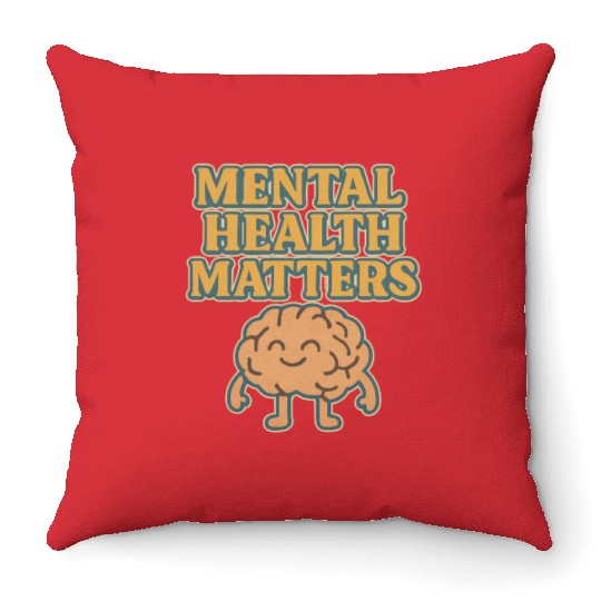 Mental Health Matters Hand-Drawn Illustration Throw Pillows