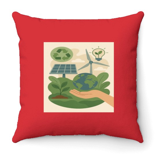 Eco-Friendly Earth Conservation Design Throw Pillows