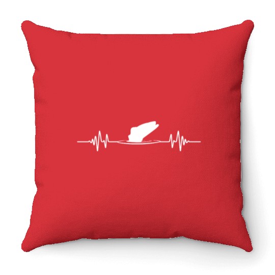 Fishing Heartbeat EKG Fish Jump Throw Pillows