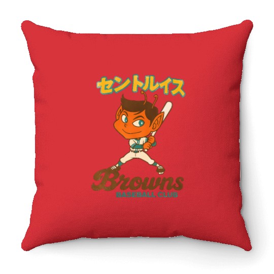 Vintage St Louis Browns Baseball Japan Version Throw Pillows