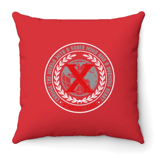 Straight Edge Vegan, Against Drugs, Punk Throw Pillows