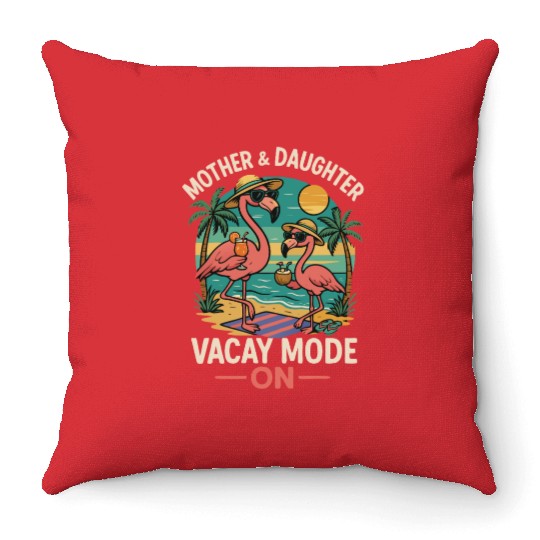 Mother and Daughter Vacation Mode Design Throw Pillows
