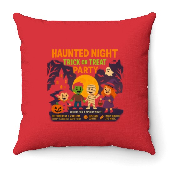 Halloween Trick or Treat Party Design Throw Pillows