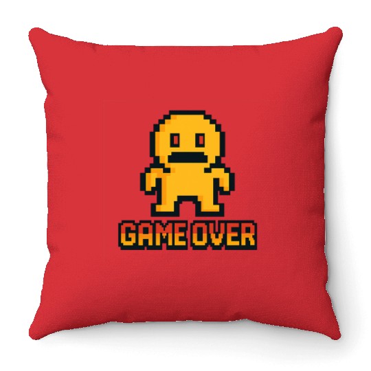 Retro Pixel Game Over – 8-Bit Character Design Throw Pillows