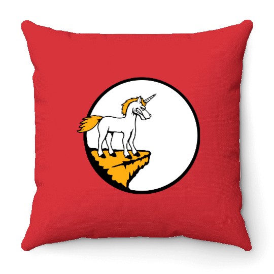 Unicorn Cliff Moon Mountain Evil Angry Bad Mood Throw Pillows