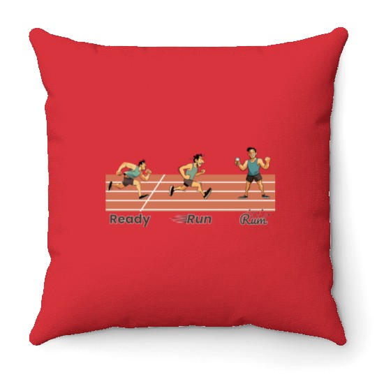 Runners Race Day, Daily Training, Ready Run Rum Throw Pillows