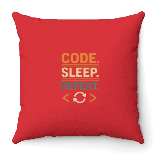 Code Sleep Repeat Typography Design Throw Pillows