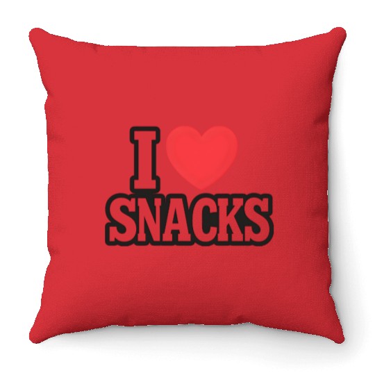 I Love Snacks Heart Graphic Throw Pillows